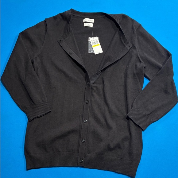 Van Heusen Sweaters - Van Heusen Black Knit Button-Up 100% Cotton Sweater NWT